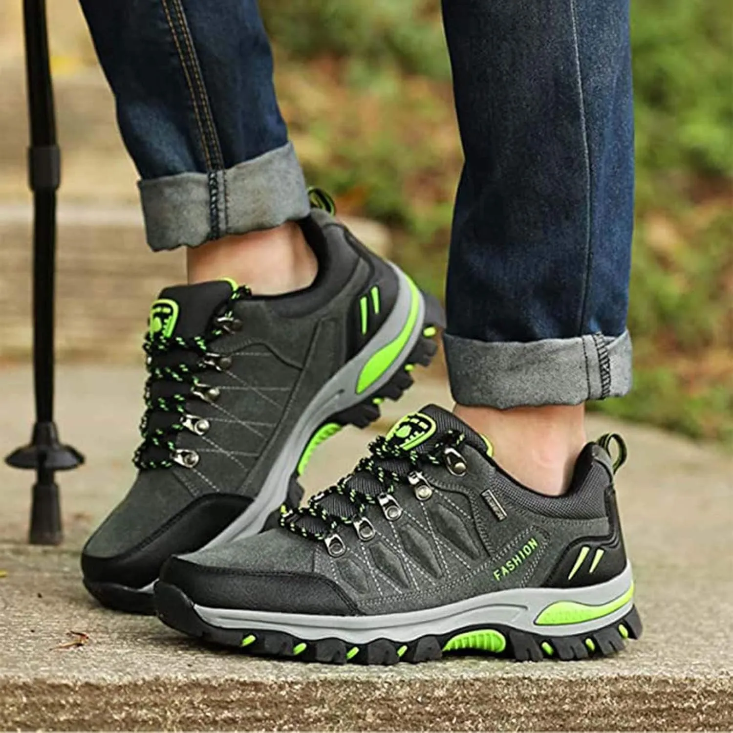 BORAMAX Men's Sneakers Outdoor Sports Climbing Hiking Shoes Waterproof Trekking Suede Non-Slip Running Shoes Mens Climbing Shoes