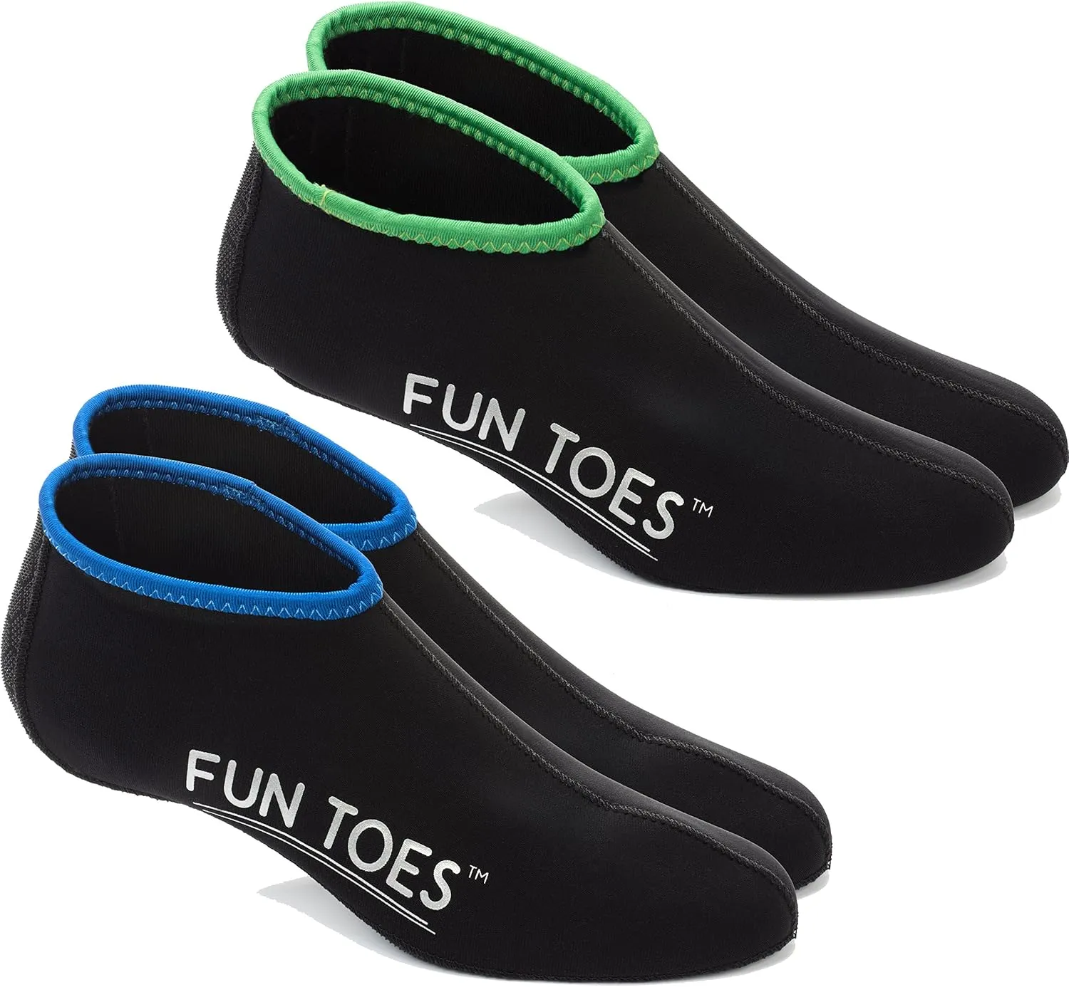 FUN TOES 2.5mm Neoprene Fin Socks for Water Sports Snorkeling, Scuba Diving, Paddling, Boarding, Jetskiing 2 Pairs