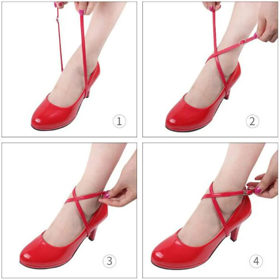 FZBNSRKO 2 Pairs Women Lady's Detachable Long High Heels Shoe Straps Loose Single Shoelace Accessories with Buckle
