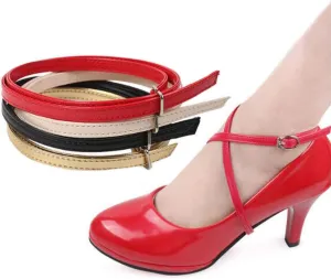 FZBNSRKO 2 Pairs Women Lady's Detachable Long High Heels Shoe Straps Loose Single Shoelace Accessories with Buckle