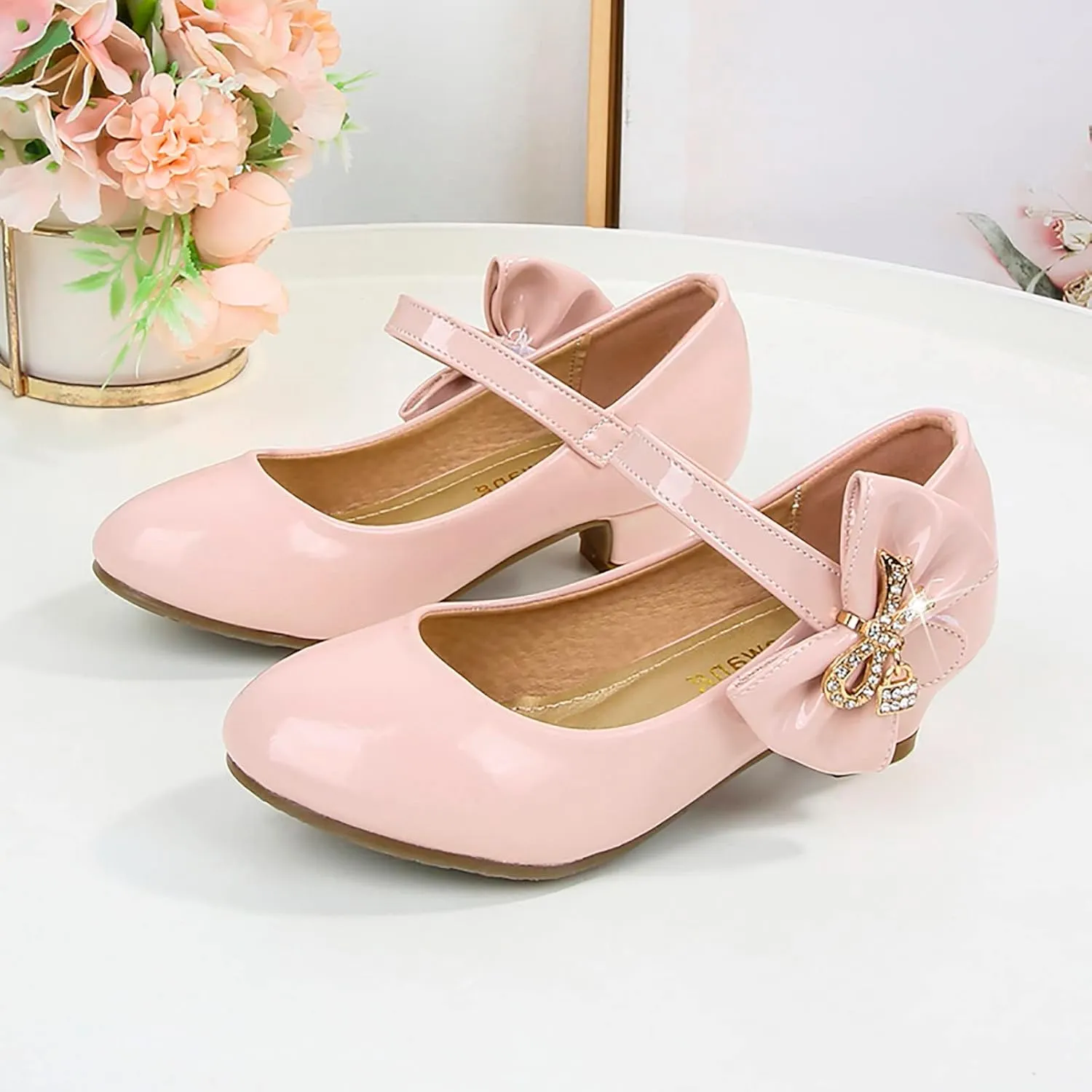 Girls High Heeled Shoes Children Leather Shoes Princess Dress Shoes Primary School Students Sandals for Girls Size 4