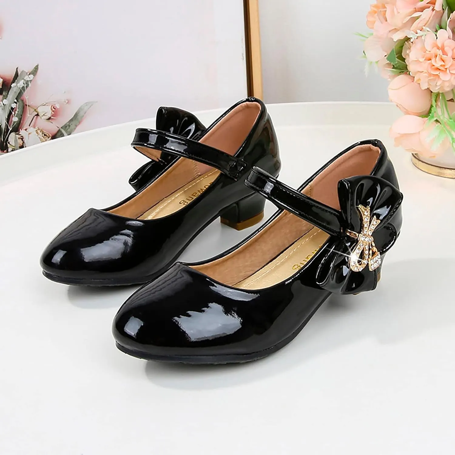 Girls High Heeled Shoes Children Leather Shoes Princess Dress Shoes Primary School Students Sandals for Girls Size 4