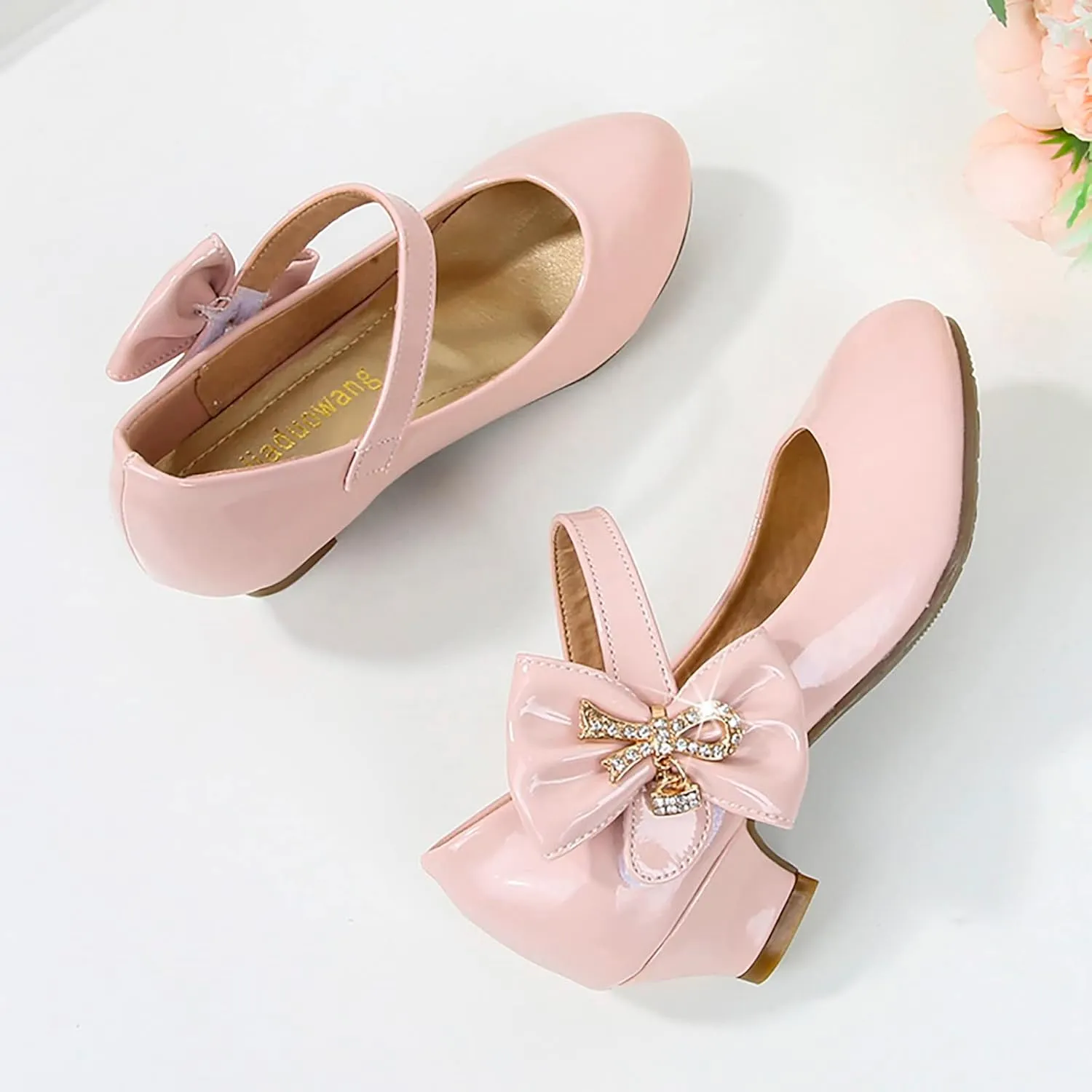 Girls High Heeled Shoes Children Leather Shoes Princess Dress Shoes Primary School Students Sandals for Girls Size 4