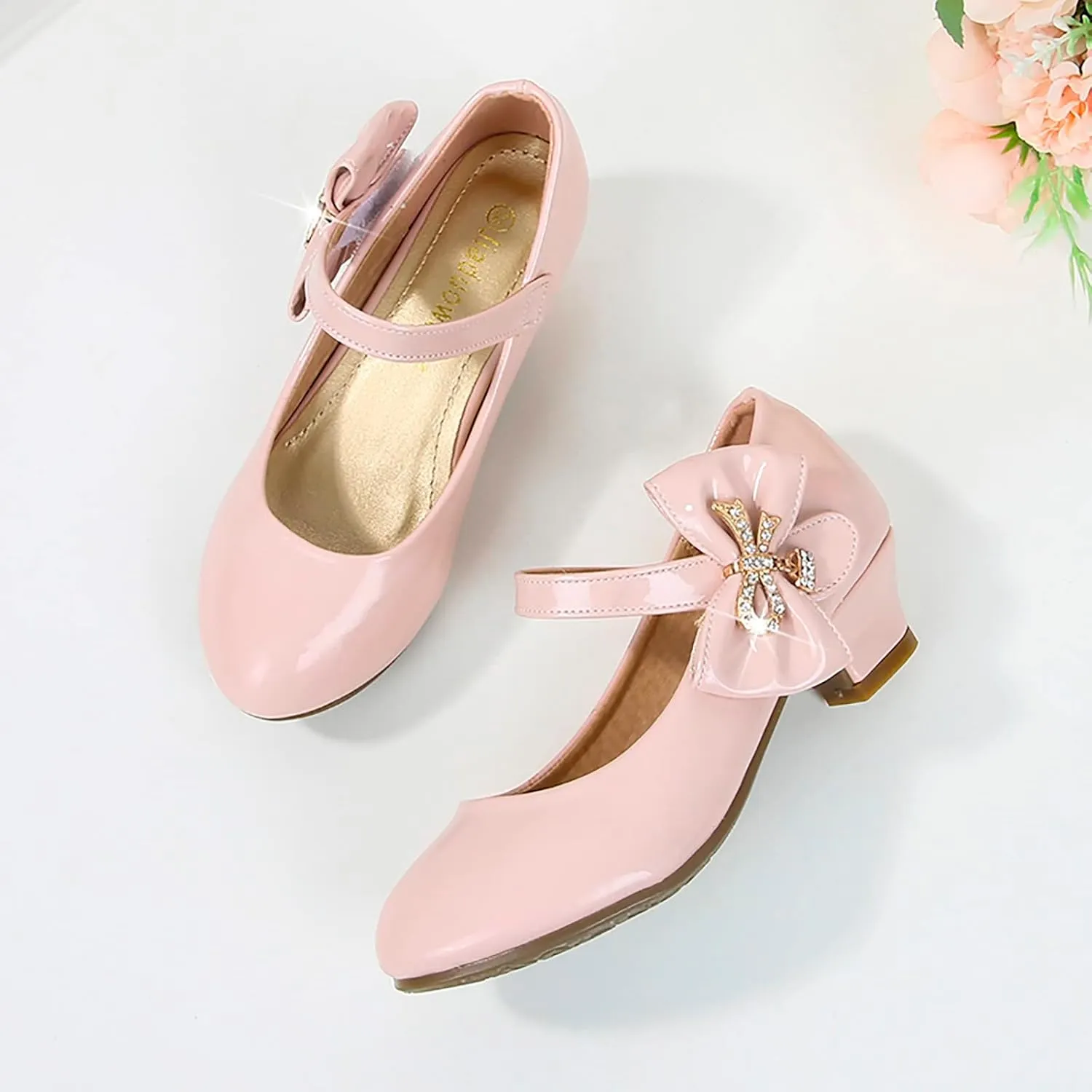 Girls High Heeled Shoes Children Leather Shoes Princess Dress Shoes Primary School Students Sandals for Girls Size 4