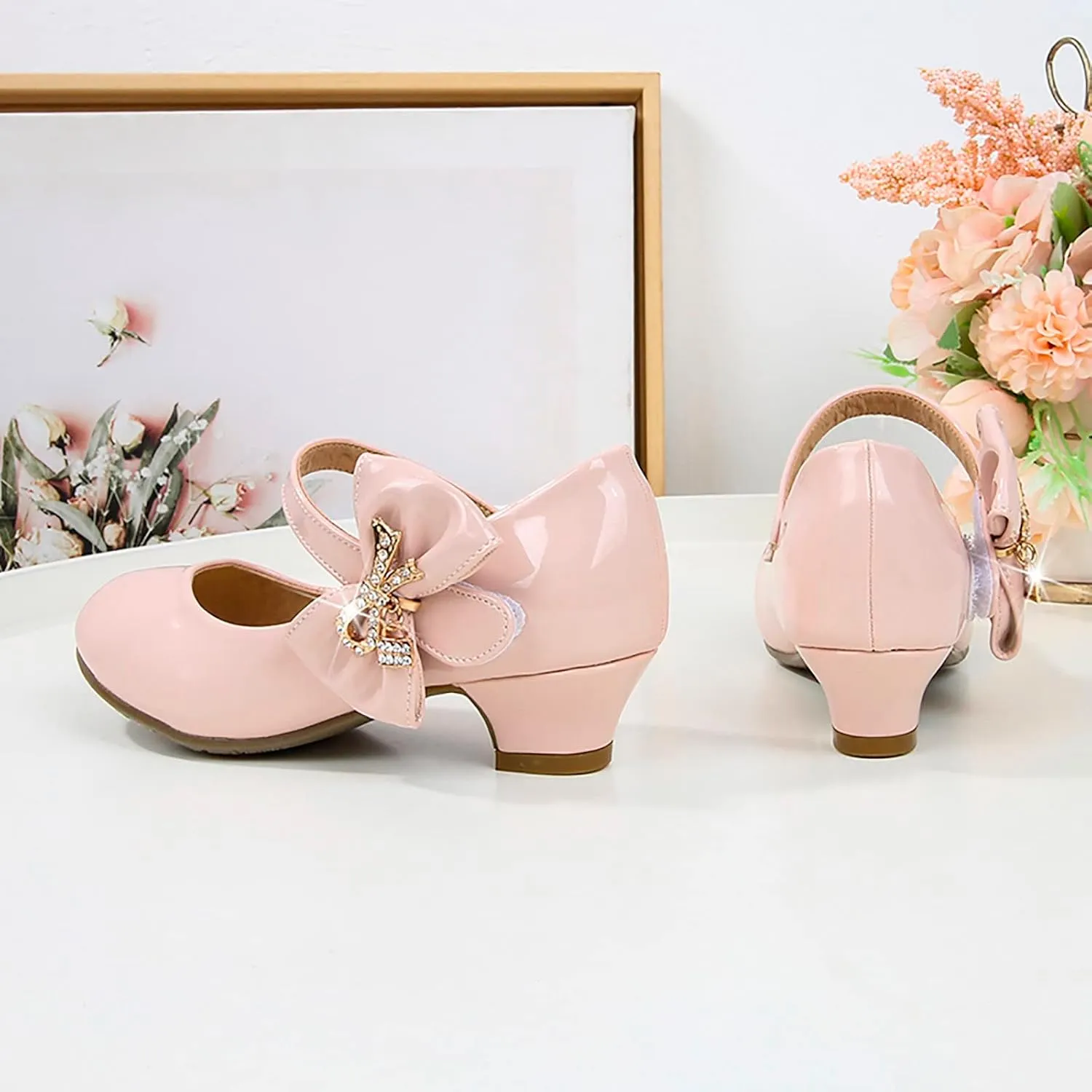 Girls High Heeled Shoes Children Leather Shoes Princess Dress Shoes Primary School Students Sandals for Girls Size 4