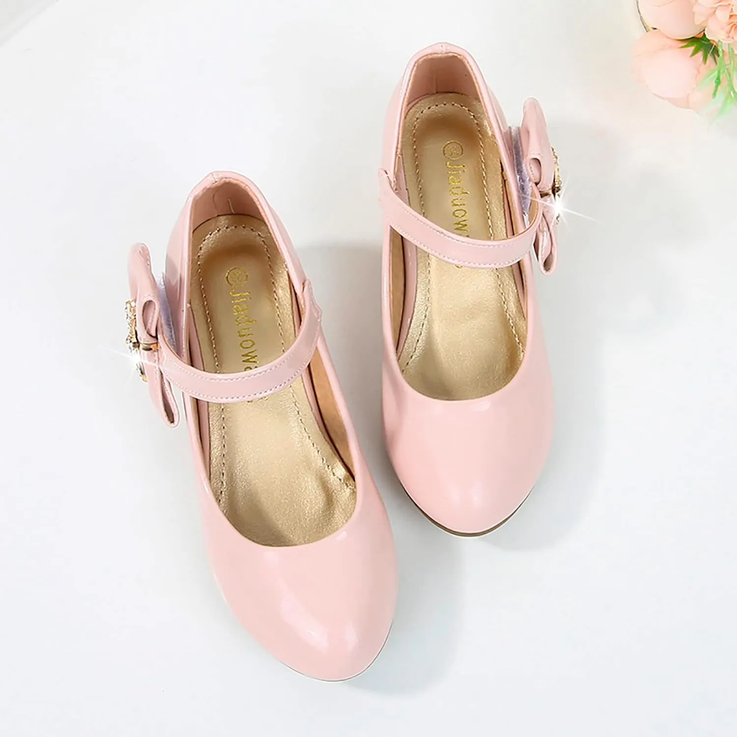 Girls High Heeled Shoes Children Leather Shoes Princess Dress Shoes Primary School Students Sandals for Girls Size 4