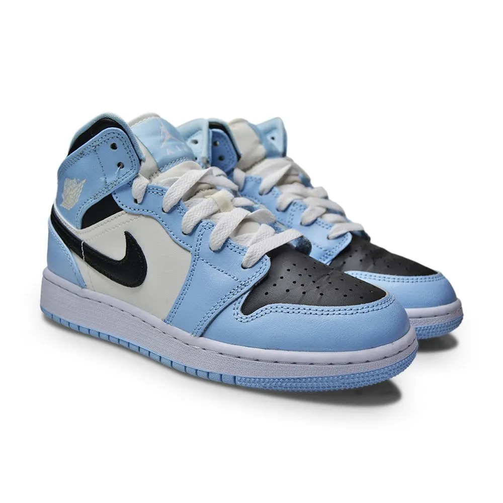 Juniors Nike Air Jordan 1 Mid (GS) - 555112 401 - Ice Blue Black Sail White