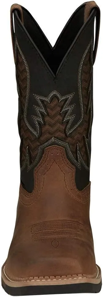 Justin Boot Company Men`s Stampede Bolt Pecan Water Buffalo 11` Black Water Buffalo Nano Comp