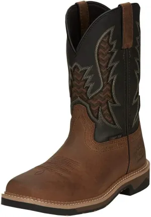 Justin Boot Company Men`s Stampede Bolt Pecan Water Buffalo 11` Black Water Buffalo Nano Comp