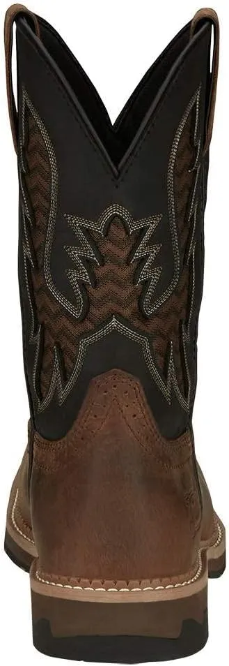 Justin Boot Company Men`s Stampede Bolt Pecan Water Buffalo 11` Black Water Buffalo Nano Comp