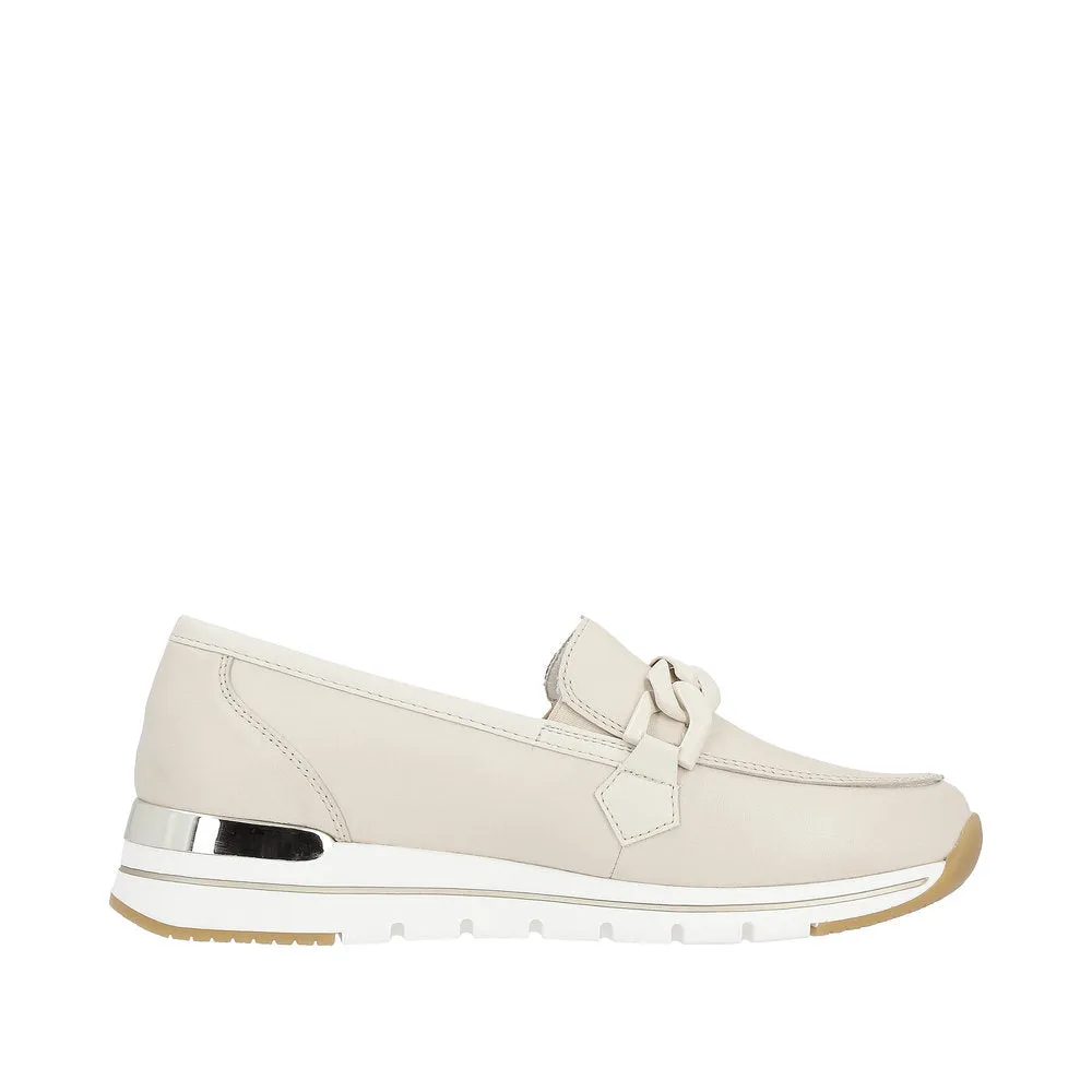 Ladies Remonte Slip On Shoes With Buckle Detail Cream R6711-60 sale