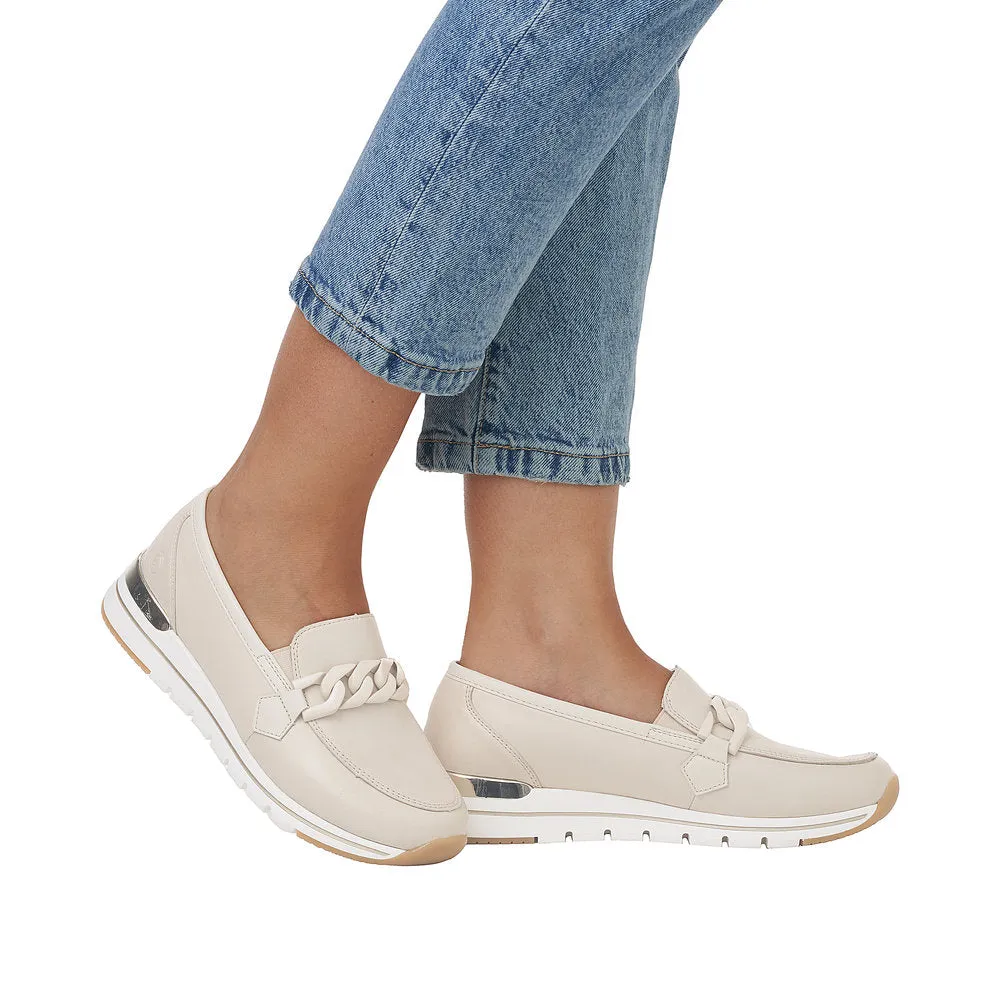 Ladies Remonte Slip On Shoes With Buckle Detail Cream R6711-60 sale