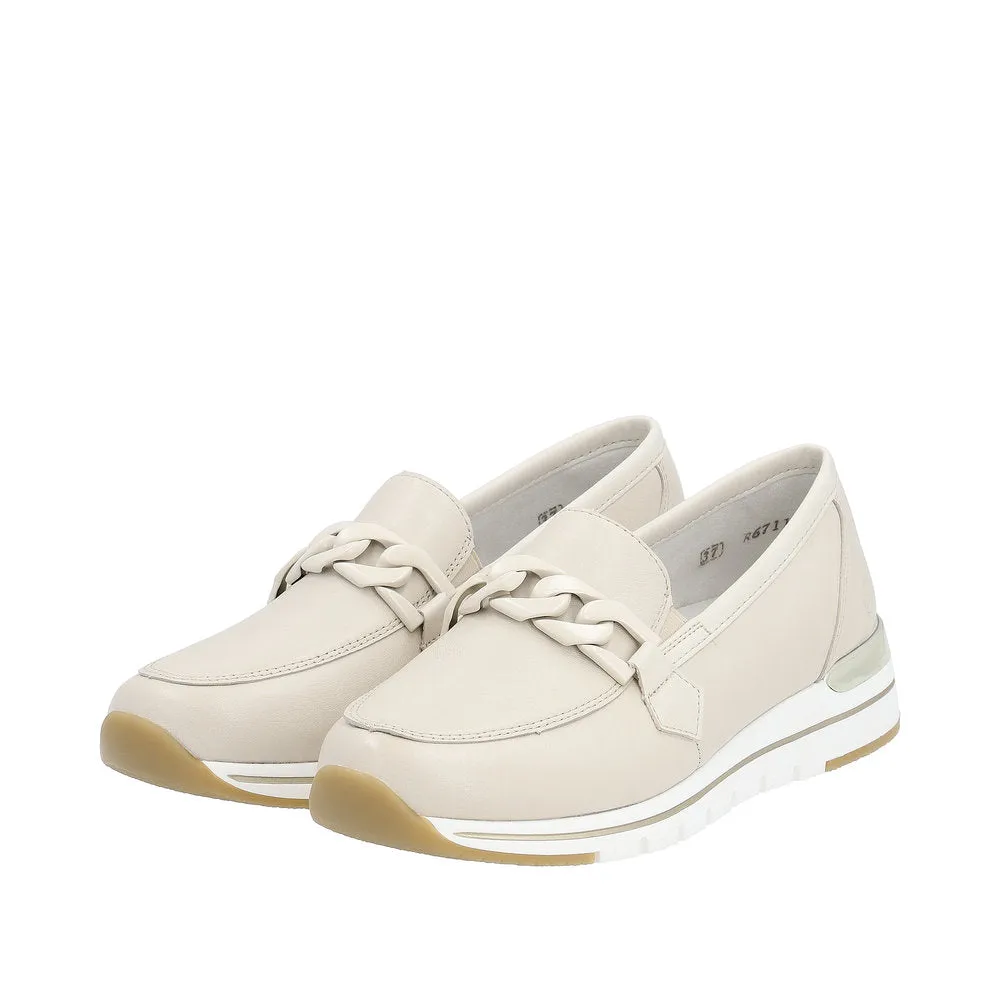Ladies Remonte Slip On Shoes With Buckle Detail Cream R6711-60 sale