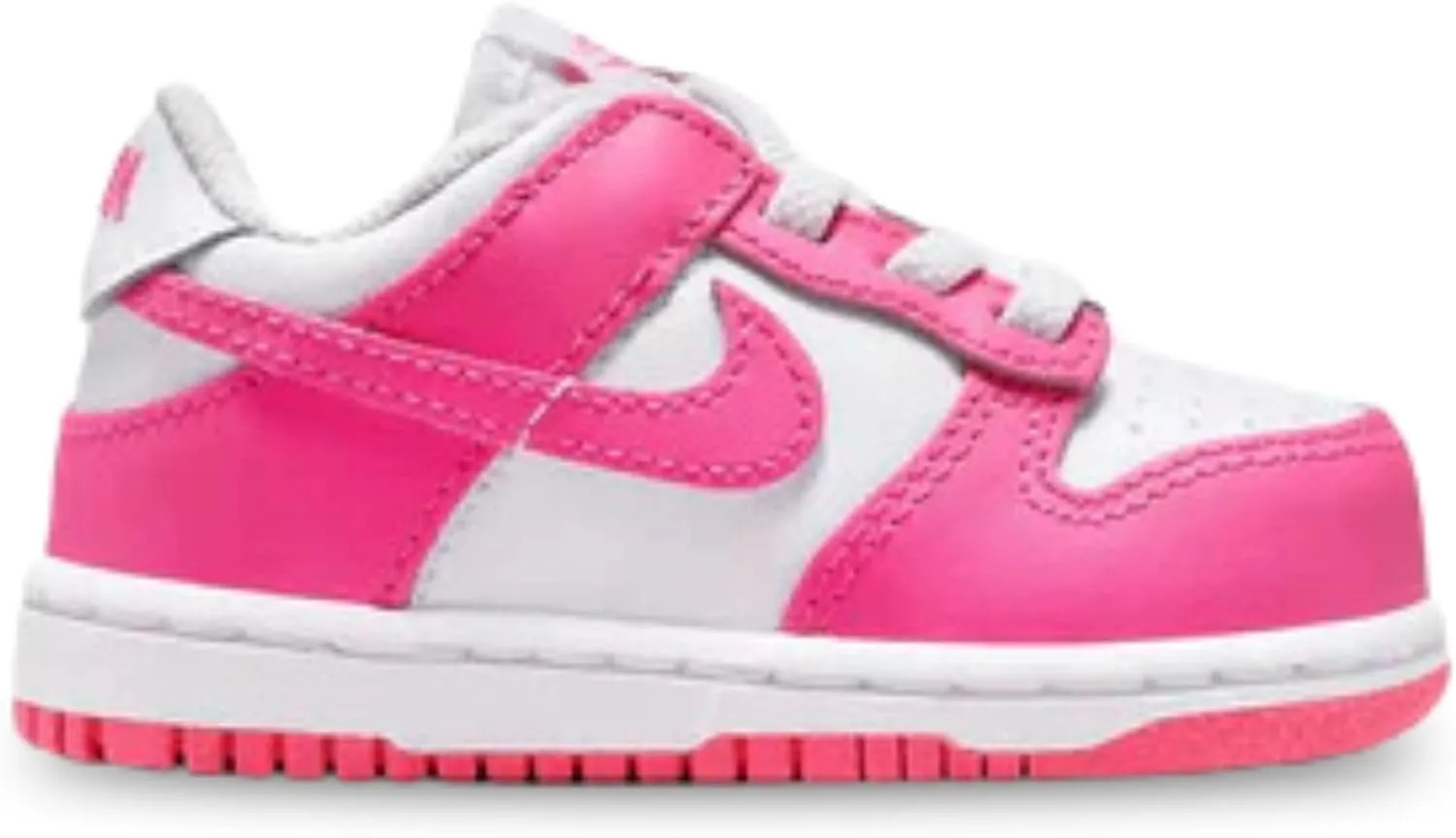 Nike Dunk Low Baby/Toddler Shoes (FB9107-102, White/Pink/Laser Fuchsia) Size 8