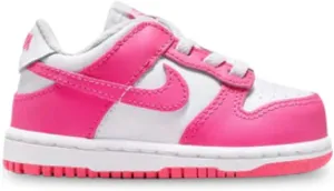 Nike Dunk Low Baby/Toddler Shoes (FB9107-102, White/Pink/Laser Fuchsia) Size 8