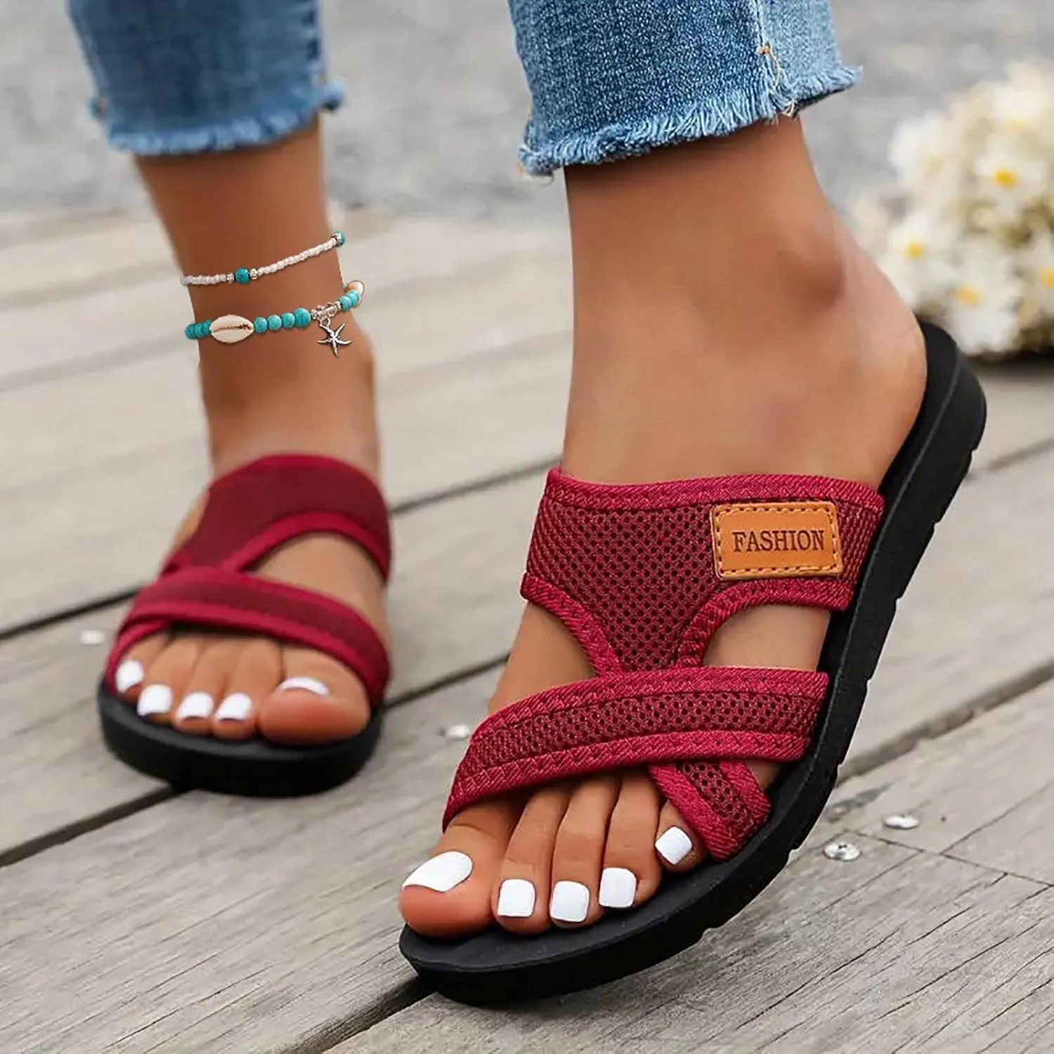 Sandals Comfortable Orthopedic Platform Wedge Flip Flops with Arch Support Cushion Yoga Mat Wide Trendy Flip