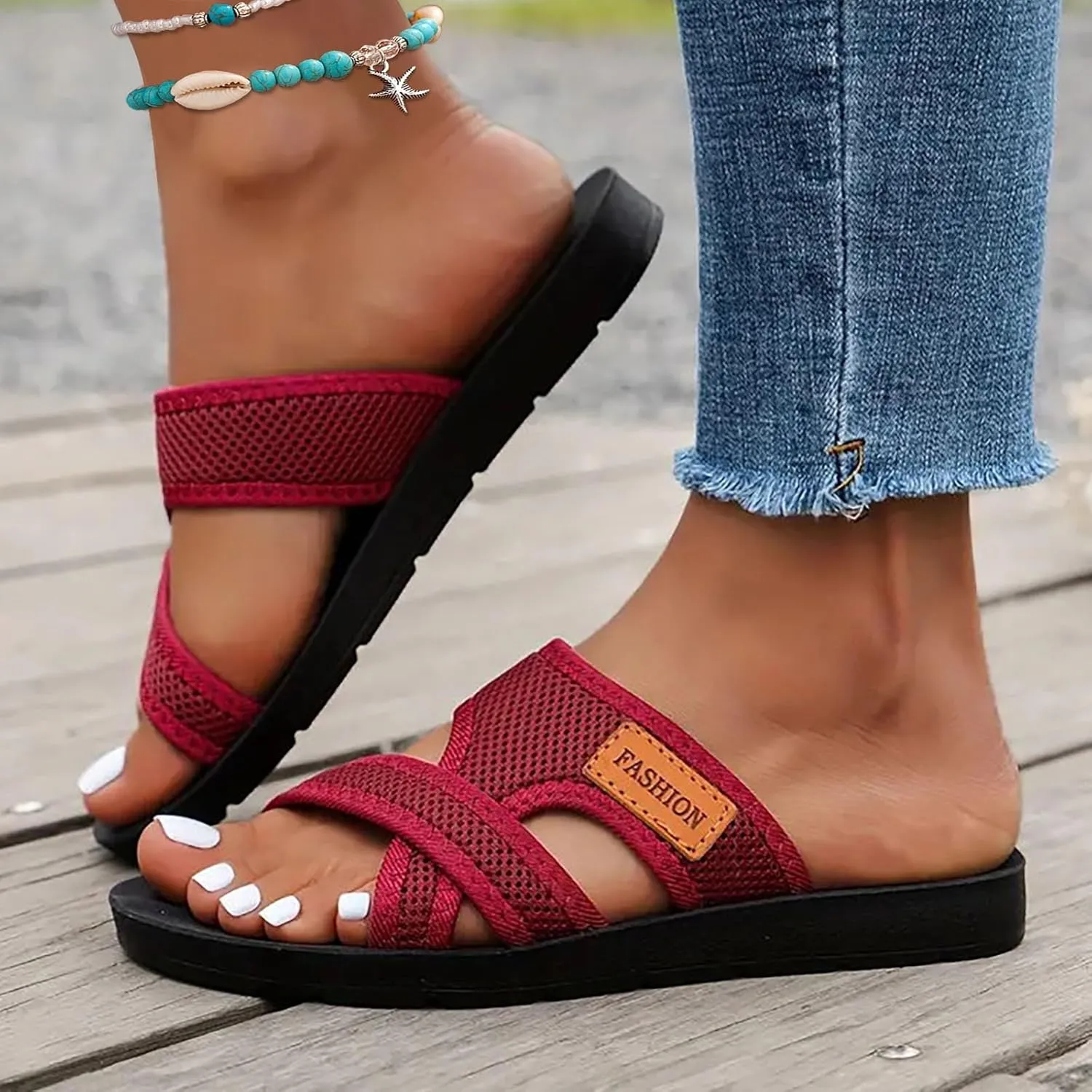 Sandals Comfortable Orthopedic Platform Wedge Flip Flops with Arch Support Cushion Yoga Mat Wide Trendy Flip
