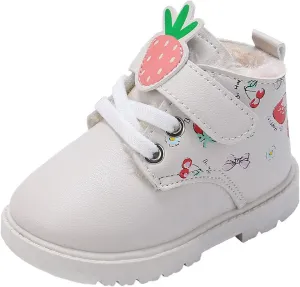 Toddler Shoes Fashionable Children's Fashion Boots Girls' English Single Boots Fruit Printing Cotton Rubber Sole Shoes