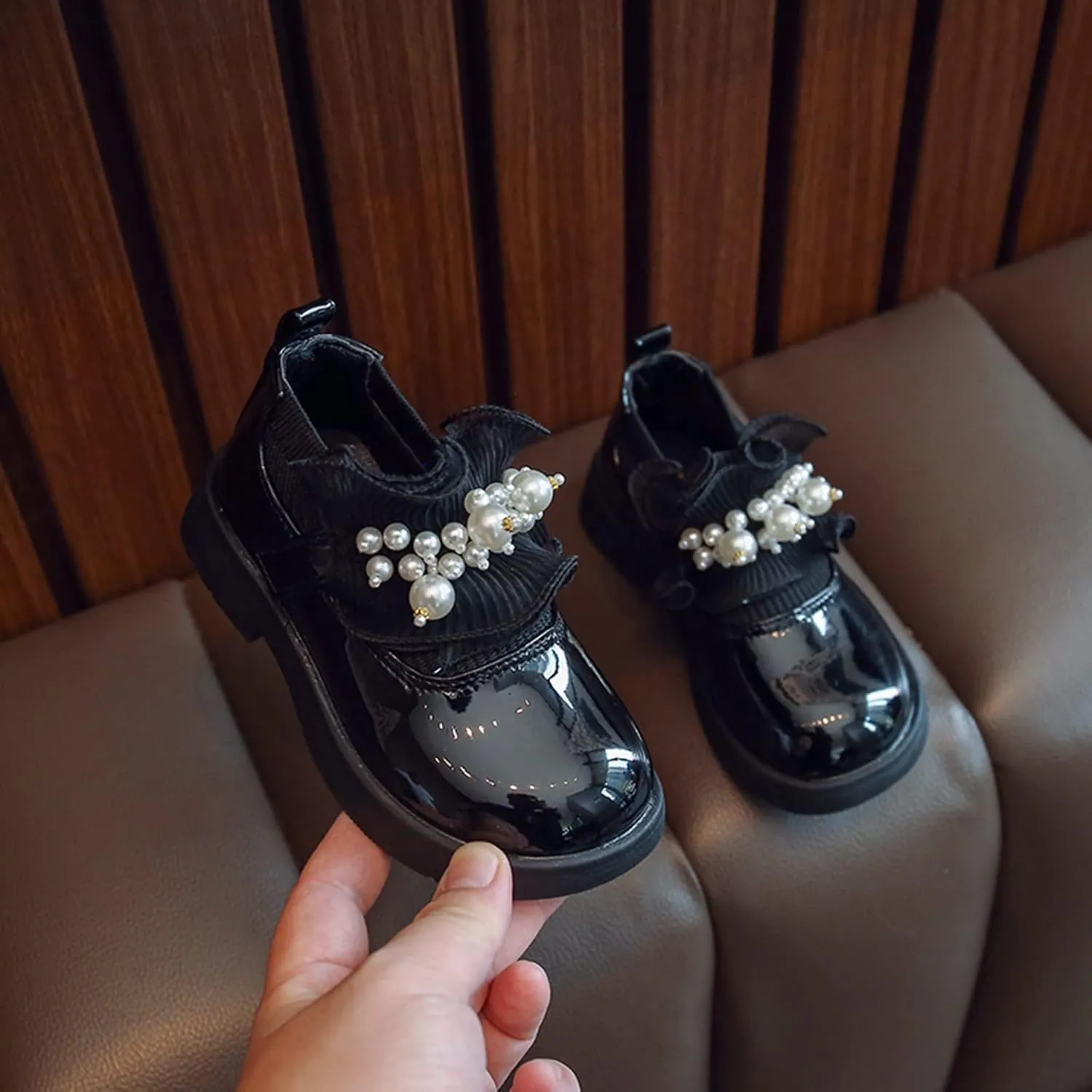 Toddler Shoes Girls Low Heel Shoes PU Dress Shoes Casual Shoes for Wedding Rubber Sole Shoes Breathable Sneakers