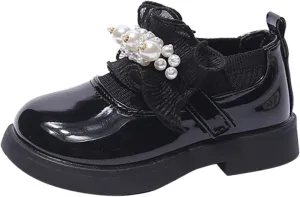 Toddler Shoes Girls Low Heel Shoes PU Dress Shoes Casual Shoes for Wedding Rubber Sole Shoes Breathable Sneakers