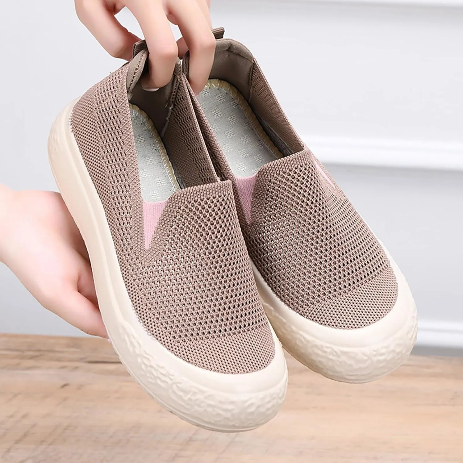 Women's Soft Orthopedic Shoes Breathable Woven Go Walking Slip On Foam Shoes Arch Support Casual Shoes for Youth Girls
