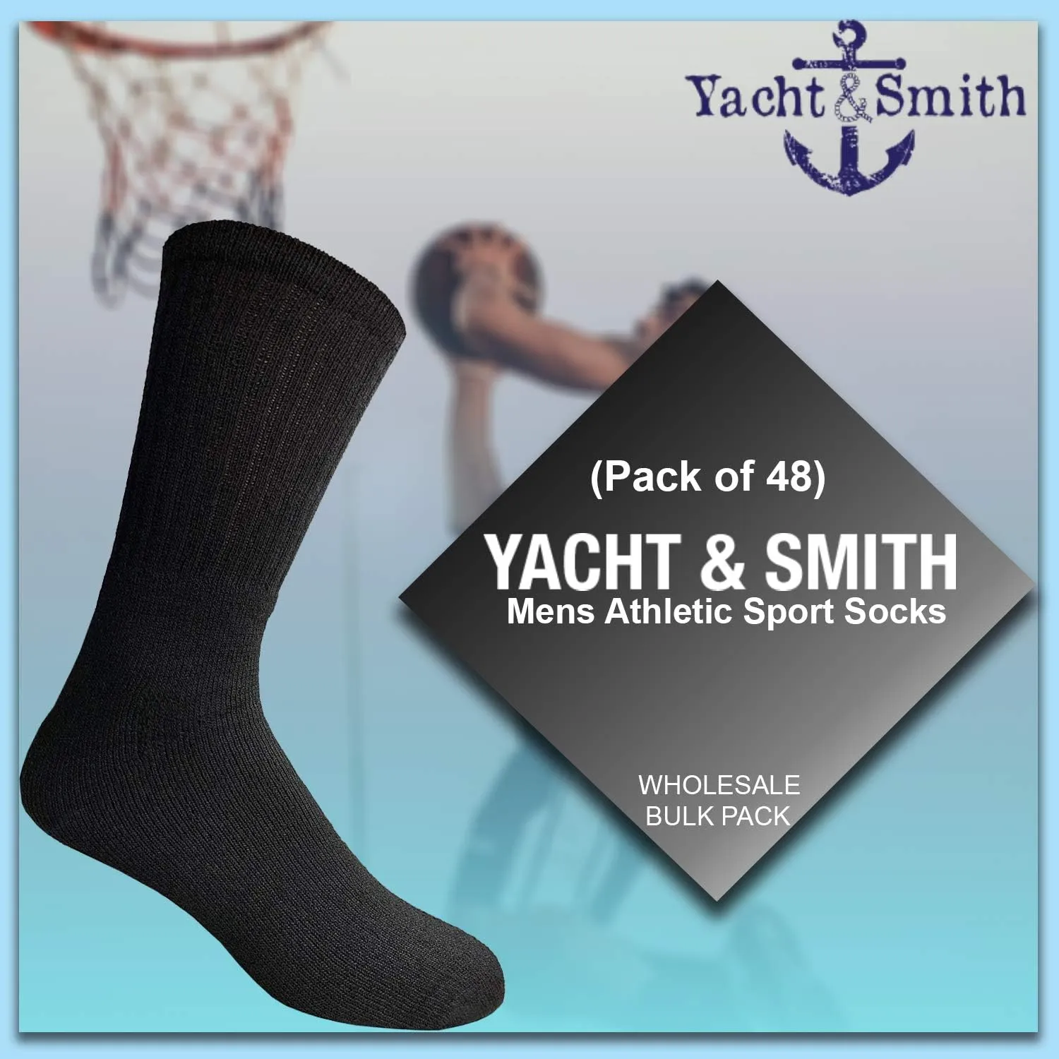 Yacht & Smith Mens Wholesale Bulk Cotton Socks, Athletic Sport Socks Shoe Size 10-13
