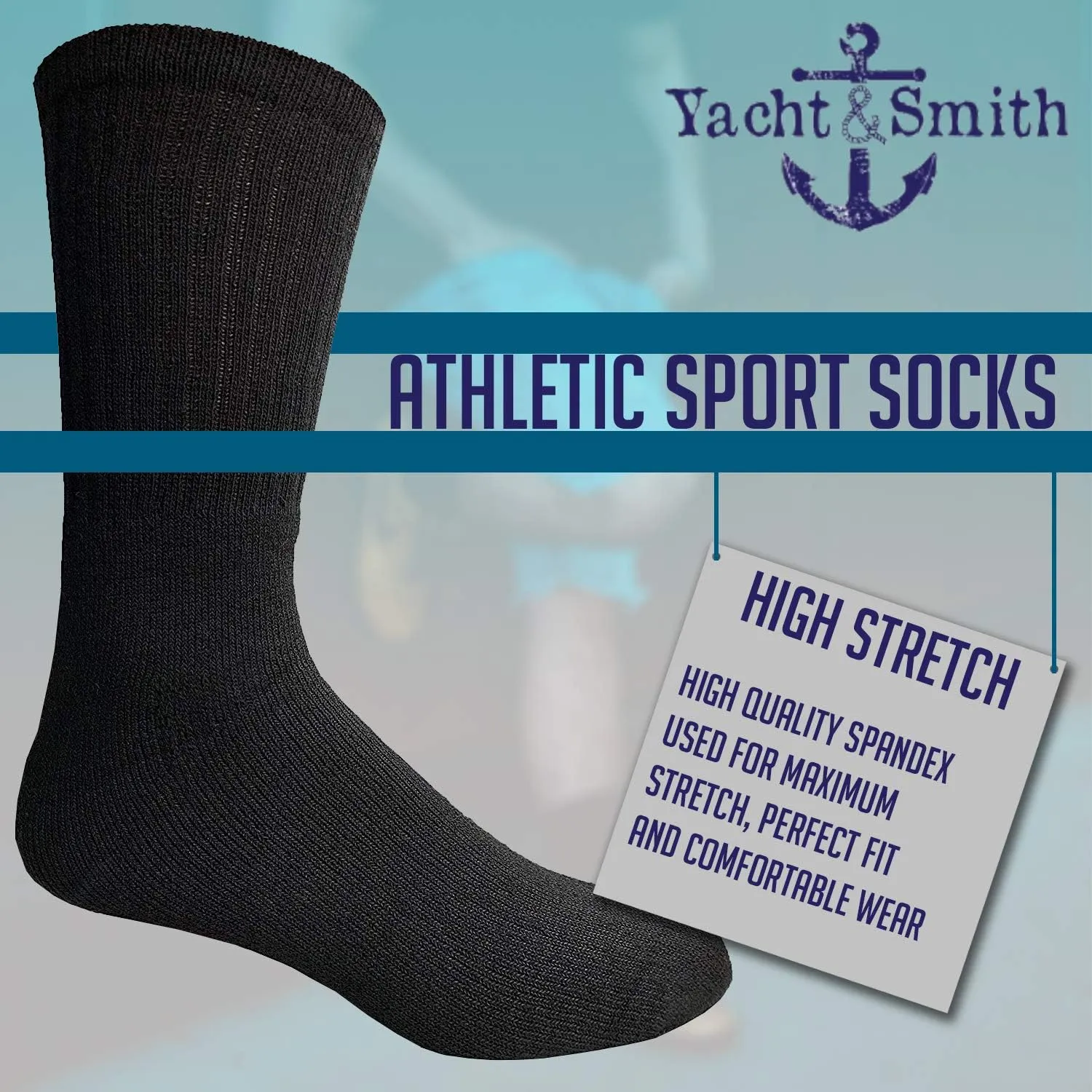 Yacht & Smith Mens Wholesale Bulk Cotton Socks, Athletic Sport Socks Shoe Size 10-13